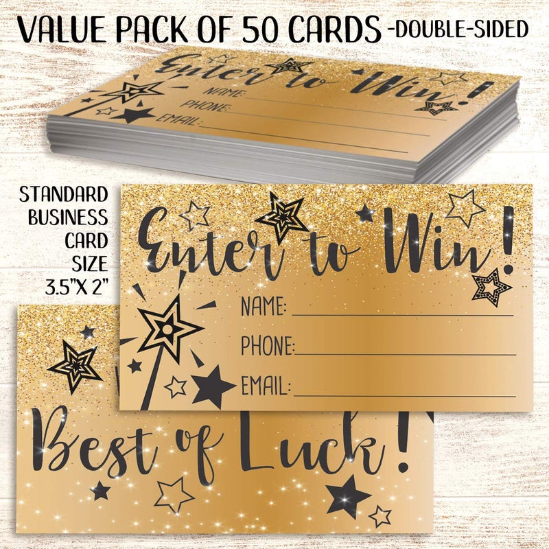 Lone Star Art Glittery Raffle Cards Enter to Win - Great for Christmas Party Raffle and Fund Raisings, Raffle Tickets Coupons, Set of 50 Double Sided Raffle Stationery Cards (No Messy Real Glitter) - Image 3